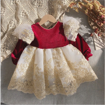 High-end girls Spanish court style light luxury dress baby spring and autumn long sleeve birthday foreign style princess skirt