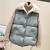 Tide brand Lamb hair vest coat womens short autumn and winter Joker Korean version of loose fashion crock down jacket women