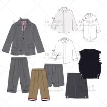 Sue Spring Summer New Parent-child Wool Suit Suit In Grey Suit Suit Pants Plexant Skirt male and female