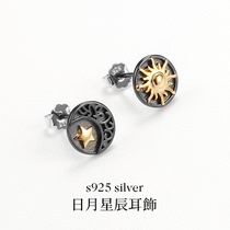 2021 New sterling silver sports stud mens single tide simple niche design to sleep without picking earrings