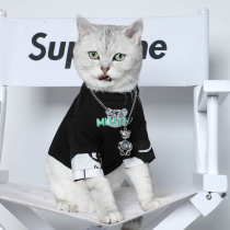 Cat clothes summer handsome pet cotton English short blue cat kitten anti-hair clothes small dog clothes thin