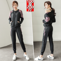 Fat mm Fat Plus Size Gym Sports Clothes Women 200 Jin Autumn Winter Leisure Loose Quick Dry Yoga Set