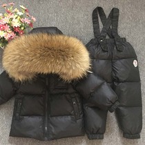 2020 new winter boys and girls childrens baby baby fur collar thickened childrens clothing down jacket suit
