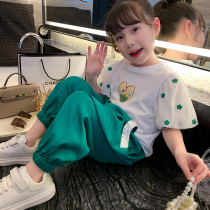 Girl Suit Summer Dress 2022 New Ocean Gas Little Girl Loose Casual Suit Childrens Korean Version Trendy Two Sets