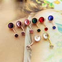 South Korea imported surgical steel umbilical nail double head flash diamond navel belly button medical steel puncture jewelry