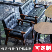  Milk tea shop table and chair combination Dessert cafe Simple leisure office restaurant negotiation double deck leather sofa