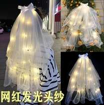 Certificate registration headgear simple 2021 new bride bow glowing short yarn proposal with super fairy