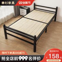 Folding bed single household 1 m 2 economical simple bed double rental room strong and durable 1 5 m hard bed