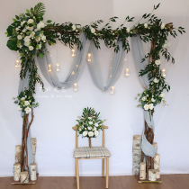 Wedding floral flower Rattan tea Rose willow White birch arch set Flower stand corner flower window Shopping mall bed and breakfast decoration