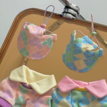 INS Wind Korea Fall Winter Golf Suit Hat Diamond Grid Contrast Dog Pet Cat Hat Small Dog