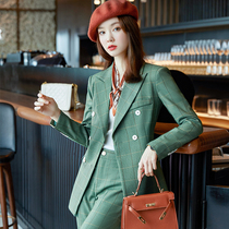 High-end professional suit female autumn fashion professional temperament goddess fan plaid suit President manager lady coat