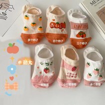Strawberry Japanese socks Womens boat Socks summer thin ins tide soft girl fruit non-slip invisible socks shallow students