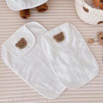 2 Dress Ins Embroidery Small Bear Compartments Sweat Scarves Pure Cotton Four Layers Yarn Suction Sweat Towels Breathable Nursery School Baby Suck Sweat Cushion Back