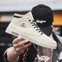 2021 summer new mens mid-top board shoes canvas shoes trend casual cloth shoes breathable and comfortable high-top mens shoes