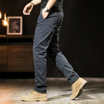 Casual pants mens summer thin Korean version of the trend all-round straight stretch slim cotton mens trousers spring and autumn