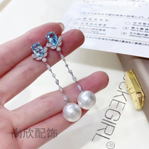 Shang Xin DIY accessories new s925 sterling silver celebrity temperament elegant princess pearl ear wire fashion earring empty support