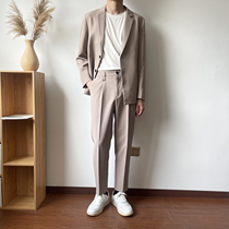 Mens suit suit mens wedding groom dress Spring and Autumn style handsome light ripe groomsman casual suit