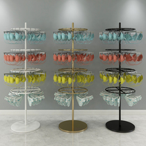 Clothing store hanging underwear display rack floor-standing shorts socks bra shelf island round rotating shelf