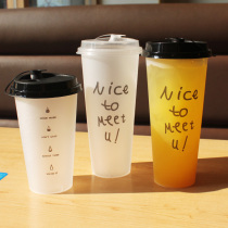 Disposable cup thickened frosted injection milk tea cup Net red 500ml 700ml hot and cold drink packing take-out