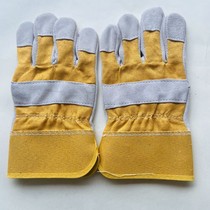 Wholesale anti-suede sub-palm electric welding gloves short leather work welding gloves anti-cut insulation Niu leather labor protection supplies