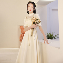 Champagne French dress Small dress women can usually wear banquet temperament socialite party thin dress summer