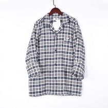 Original mens spring and autumn new cotton flannel pajamas plaid shirt casual long-sleeved home single piece can be worn outside