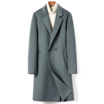 Winter double-sided cashmere coat mens wool coat woolen trench coat British Korean version of woolen coat mens medium length