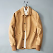 Clearance handling cashmere jacket mens short wool coat double-sided cashmere English style tweed jacket tide