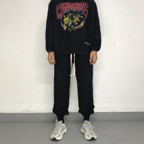 Autumn and winter Kanye plus velvet coconut pants yeeezy sports loose gray High Street pants casual tie pants mens tide