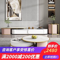 Light luxury modern TV cabinet Coffee table combination Small apartment living room telescopic cabinet Minimalist TV cabinet One-piece combination wall