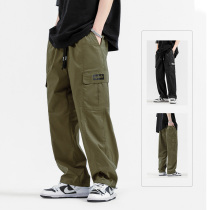MHH casual pants summer cool military green functional trousers in male tide loose high street squad broad legs