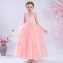 2021 Spring and Autumn new childrens princess skirt puffy flower children birthday dress girl dress foreign style high-end catwalk
