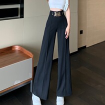 Love to suit the beauty of the summer dress new niche suit flared pants high waist thin Joker straight tube casual drop feel wide