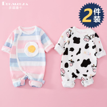 2 Fitting Newborns New Autumn Dress Long Sleeve Climbing Suit Pure Cotton Baby Cartoon Conjoined Male Girl Cartoon Cute