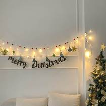 Christmas decorative photo wall pull flag party decoration clip Christmas tree felt pull flag
