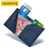 Bull Bing Ultra Slim Man Wallet Short head layer Bull Leather Clip Genuine Leather Clip Soft Wallet Boy Day Gift