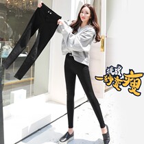 Black beat bottom pants woman outside wearing spring and autumn style garnter 100 lap slim with high bounce small foot pencil magic high waist length pants