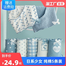 Underwear Woman Pure Cotton Breathable Antibacterial Full Cotton Lady Cute Day Ensemble Teenage Girl Thin student mid-waist triangular shorts head