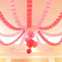 Wedding supplies creative Korean wedding room powder paper flower decoration new house layout living room bedroom set