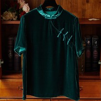 T-shirt long sleeve women autumn new retro Chinese plate buckle cheongsam base large size loose covered meat golden velvet coat women