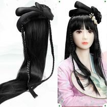 Hanfu hair band wig set hair card Ming made ancient style one-piece half head set small braid style costume bun hair bag