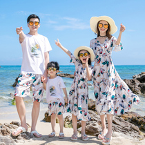 Seaside Holiday Parent-Child Dress A family of three beach dresses Mother womens high-end Western chiffon dresses A family of four