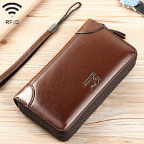 Biden Kangaroo Genuine Leather Men Theft Protection Brush Money Bag Handbags Casual Double Zipper Mens Bag Hand Grip Bag Large Capacity Wallet