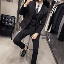 Bridegroom suit suit mens three-piece slim wedding dress Korean business casual dress handsome small suit