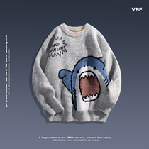 VRF Tide brand lovers sweater autumn and winter New 2021 explosive plus velvet padded sweater men winter sweater