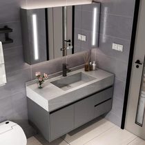 Rock board integrated bathroom cabinet combination bathroom sink Modern simple wash basin wash basin Bathroom mirror cabinet