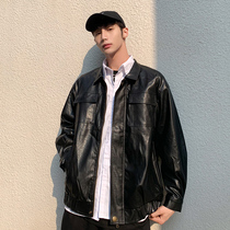 Spring and Autumn model car clothing leather clothing mens tide loose Korean trend handsome autumn mens youth leather jacket jacket