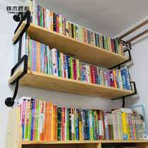 Wrought iron wall hanging wall word partition shelf wall solid wood bookshelf flower rack Multi-layer storage rack Strong load-bearing capacity