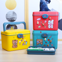 Cartoon cute plastic multi-layer household emergency medical medicine box baby children hair accessories stationery multi-purpose storage box box