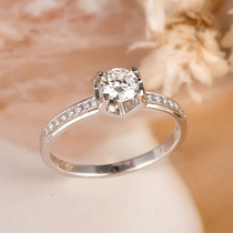 18K gold diamond ring bull ring female engagement wedding ring dui jie customized platinum GIA loose diamonds 1 karat